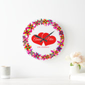 Kleurrijke, platte, witte en rode harten grote klok (Huis)