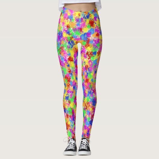 Kleurrijke platter Paint Rainbow Splash Trendy Neo Leggings (Voorkant)