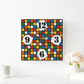 Kleurrijke Pleinen In Primaire Kleuren Wandklok (Huis)