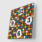 Kleurrijke Pleinen In Primaire Kleuren Wandklok (Hoek)