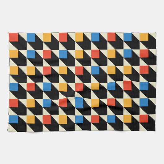 Kleurrijke Pleinen Keukenhanddoek (Horizontaal)