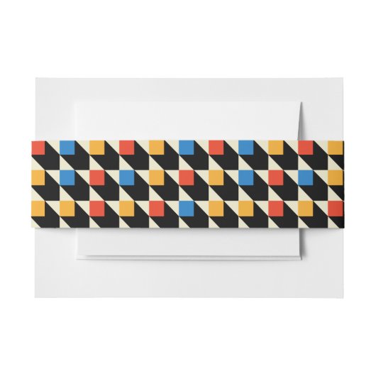 Kleurrijke Pleinen Uitnodiging Buik Bands Uitnodigingen Wikkel (Voorkant Voorbeeld)