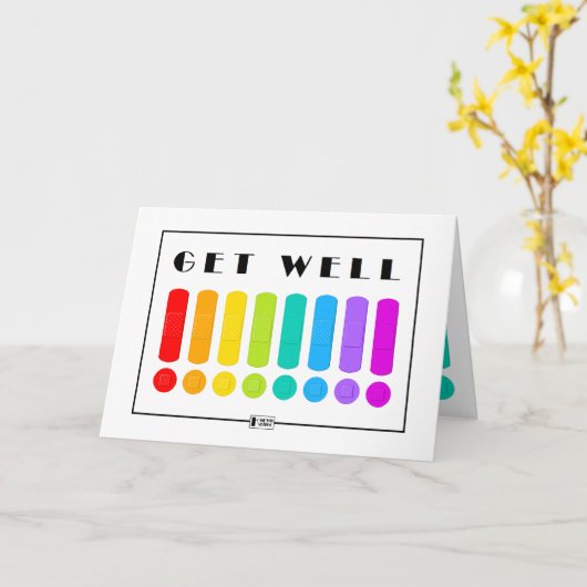 Kleurrijke pleisters kaart om beter te worden (Gele Bloem)