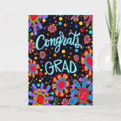 Kleurrijke Plezier, Bloemen Congrats Afstudeerder  Kaart (Voorkant)