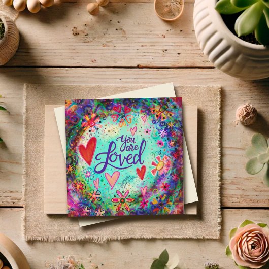 Kleurrijke Plezier U bent Geliefd Valentijn Whimsi Notitiekaartje