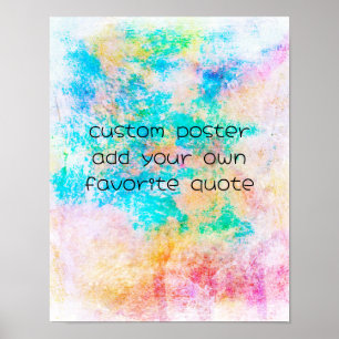 Kleurrijke plezier Voeg tekst turquoise kunst vet  Poster