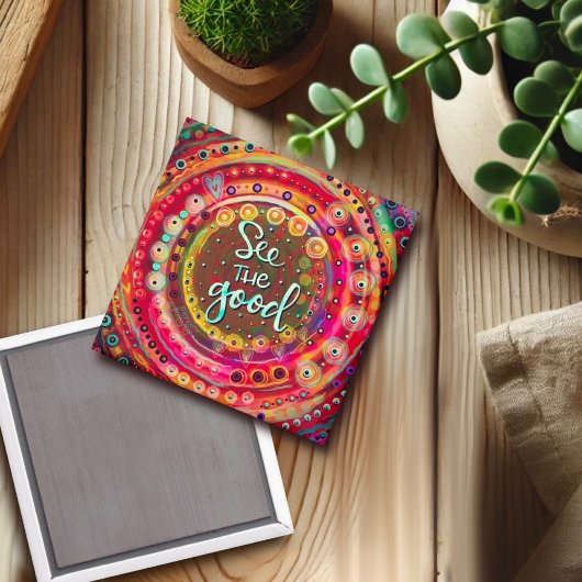Kleurrijke Plezier Zie het Goede Inspirerend Trend Magneet