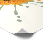 Kleurrijke plons zonnebloem poster (Hoek)