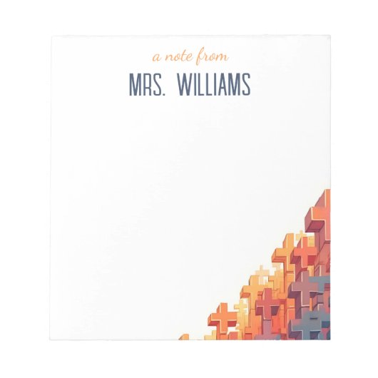 Kleurrijke Plus Tekenen Custom Teacher Waardering Notitieblok (Voorkant)