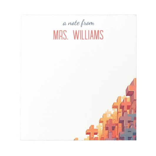 Kleurrijke Plus Tekenen Custom Teacher Waardering Notitieblok (Voorkant)