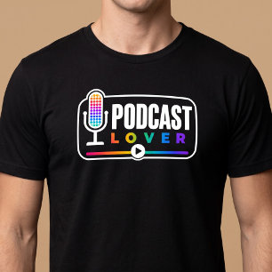 Kleurrijke Podcast Liefhebber Microfoon T-shirt