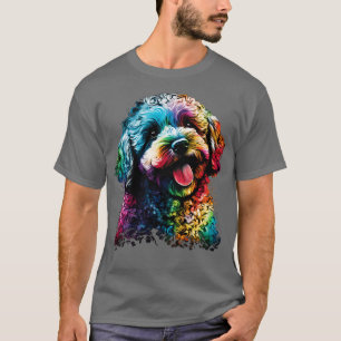Kleurrijke poedelgezicht Happy Dog Art Puppy Schat T-shirt