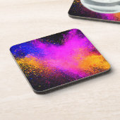 Kleurrijke poedereruptie bier onderzetter (Linkerzijde)