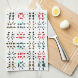 Kleurrijke Poinsettia Kerst Chic Motief Patroon Theedoek
