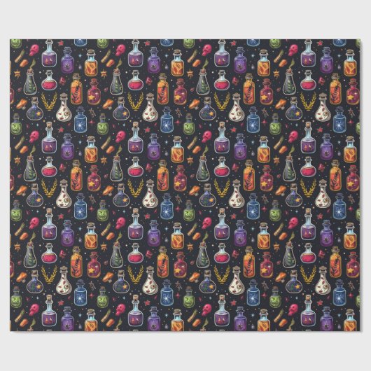 Kleurrijke Poison Potions Flessen Halloween Cadeaupapier (Vlak)