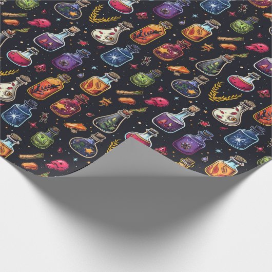 Kleurrijke Poison Potions Flessen Halloween Cadeaupapier (Hoek)