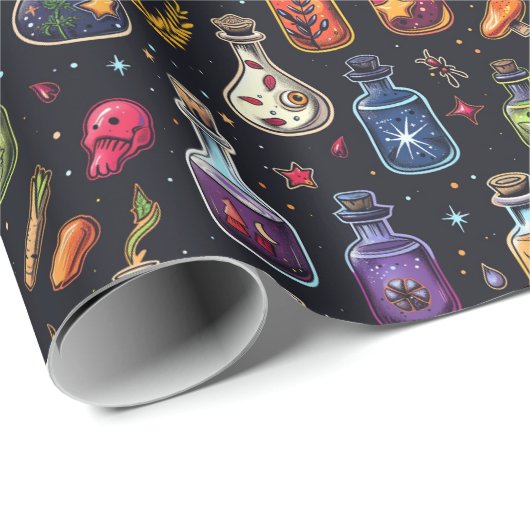 Kleurrijke Poison Potions Flessen Halloween Cadeaupapier (Rol Hoek)
