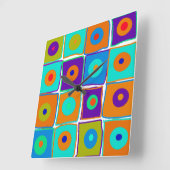 Kleurrijke poka Dots & Squares Art Clock Vierkante Klok (Hoek)