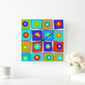 Kleurrijke poka Dots & Squares Art Clock Vierkante Klok (Huis)