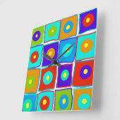Kleurrijke poka Dots & Squares Art Clock Vierkante Klok (Hoek)