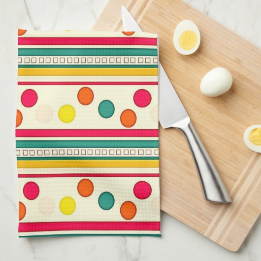 kleurrijke pokadot cirkels keukenhanddoek (Quarter Fold)