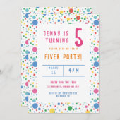 Kleurrijke Pokadot verjaardagsfeestuitnodiging Kaart (Voorkant / Achterkant)