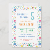 Kleurrijke Pokadot verjaardagsfeestuitnodiging Kaart (Voorkant)