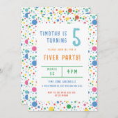 Kleurrijke Pokadot verjaardagsfeestuitnodiging Kaart (Voorkant / Achterkant)
