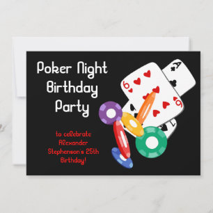Kleurrijke Poker Chips Party uitnodiging