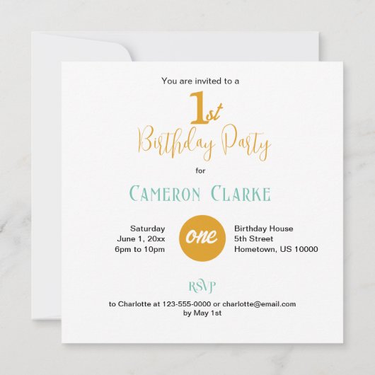 KLEURRIJKE POLKA DOT CAKE 1E VERJAARDAG KAART (Achterkant)