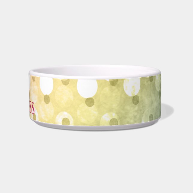 Kleurrijke Polka Dot Gepersonaliseerde Cat Bowl Voerbakje (Rechts)