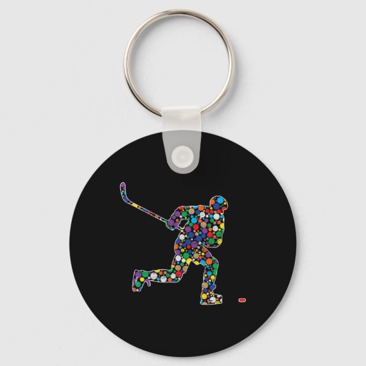 Kleurrijke Polka Dot Hockey International Dot Day Sleutelhanger (Voorkant)