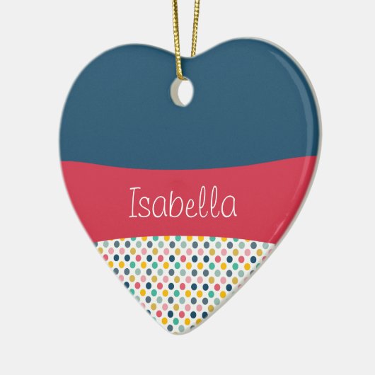 Kleurrijke polka dot  patroon keramisch ornament (Links)