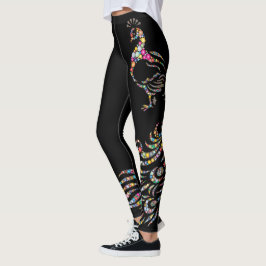 Kleurrijke polka dot pauw leggings