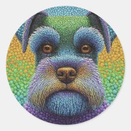 Kleurrijke Polka Dot Schnauzer Puppy Dog Ronde Sticker