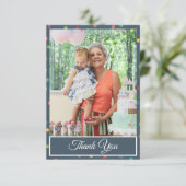 Kleurrijke polka dot verjaardag dank u foto bedankkaart (Staand voorkant)