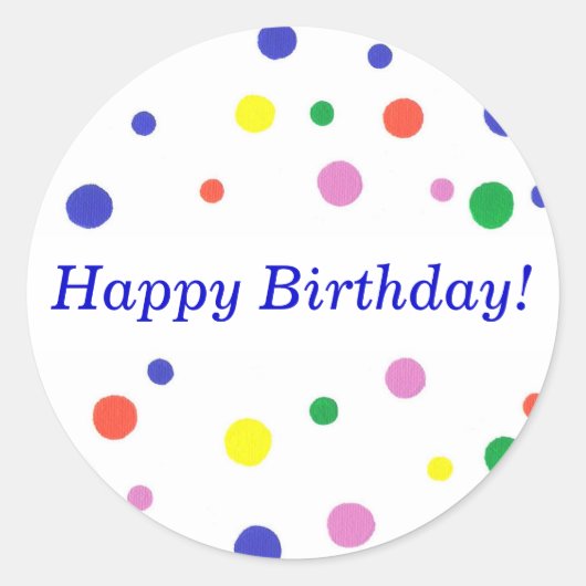 Kleurrijke Polka Dots Happy Birthday Stickers (Voorkant)