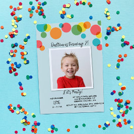 Kleurrijke Polka Dots Jongens Foto Verjaardag Kaart