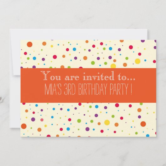 Kleurrijke polka dots kind verjaardagsfeestje kaart (Voorkant)