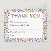 Kleurrijke Polka Dots Kinder Dank u Briefkaart (Voorkant)