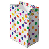 Kleurrijke Polka Dots met Party Confetti Medium Cadeauzakje (Achterkant Gekanteld)