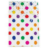Kleurrijke Polka Dots met Party Confetti Medium Cadeauzakje (Voorkant)
