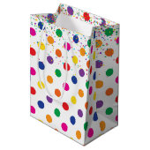 Kleurrijke Polka Dots met Party Confetti Medium Cadeauzakje (Voorkant Gekanteld)