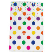 Kleurrijke Polka Dots met Party Confetti Medium Cadeauzakje (Achterkant)