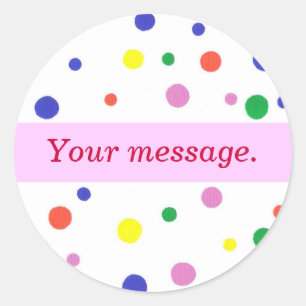 Kleurrijke Polka Dots, Roze Uw woorden Stickers