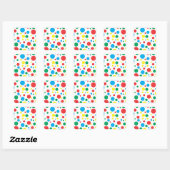 Kleurrijke Polka Dots Stickers; Kies Vorm Vierkante Sticker (Vel)