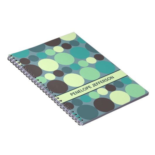 Kleurrijke polka dots streep eenvoudig gepersonali notitieboek (Rechterzijde)