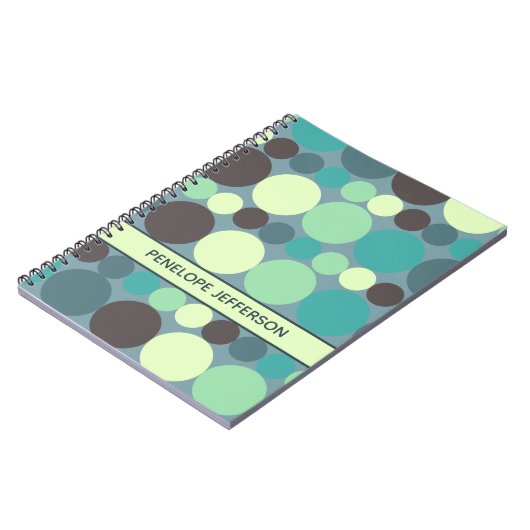 Kleurrijke polka dots streep eenvoudig gepersonali notitieboek (Linkerzijde)