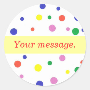 Kleurrijke Polka Dots Uw bericht Stickers Sjabloon