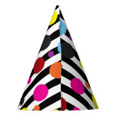 Kleurrijke polka dots zwart wit strepen ontwerp feesthoedjes (Achterkant)